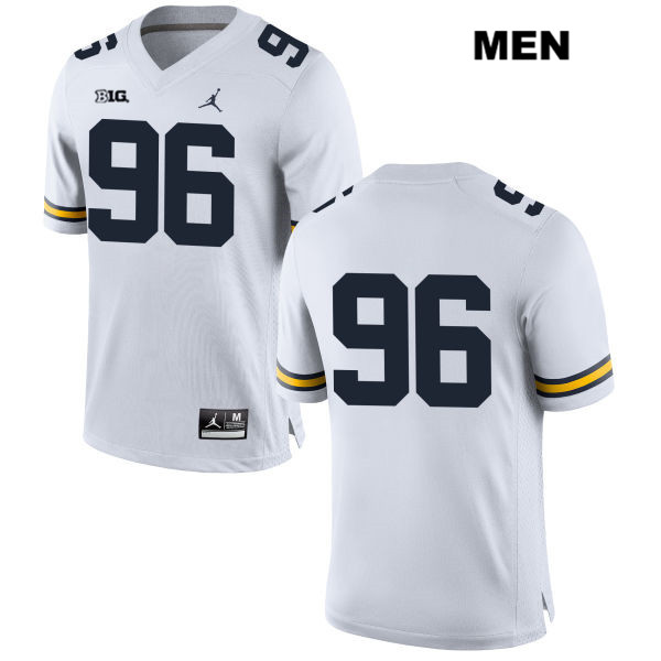 Men's NCAA Michigan Wolverines Julius Welschof #96 No Name White Jordan Brand Authentic Stitched Football College Jersey TM25T28JQ